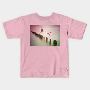 Soaring Roseate Spoonbills Kids T-Shirt